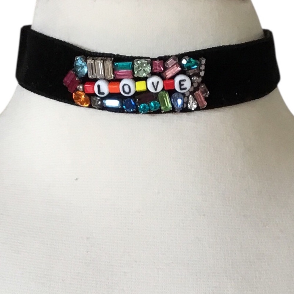 Anthropologie DANNIJO Milena Love Velvet Statement Choker Necklace